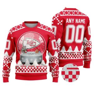 Personalized Kansas City Chiefs Snow Globe Christmas Sweater