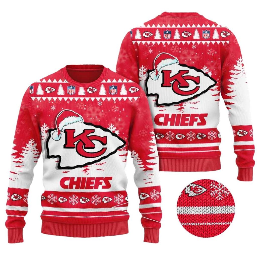 Kansas City Chiefs Snowy Stadium Nights Ugly Christmas Sweater