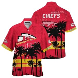 Kansas City Chiefs Retro Sunset Palm Graphic Hawaiian Shirt – Unisex