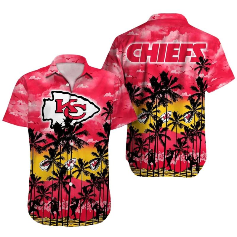 Kansas City Chiefs Sunset Palm Red And Yellow Hawaiian Shirt