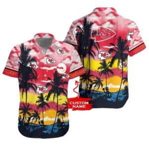 Personalized Kansas City Chiefs Sunset Palms Graphic Hawaiian Shirt – Unisex Gift