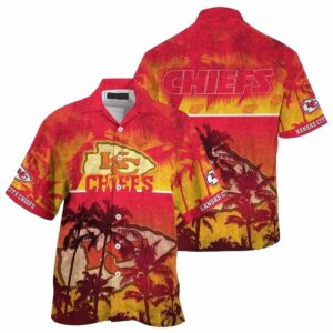 Kansas City Chiefs Red Sunset Palms Graphic Hawaiian Shirt – Unisex