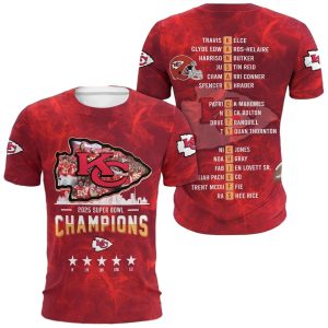 Kansas City Chiefs Super Bowl Champions LIX 2025 Red AOP Shirt