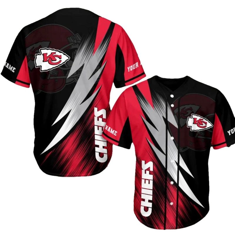 Kansas City Chiefs Thunderbolt Personalized Baseball Jersey