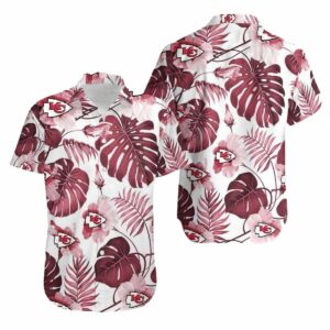 Kansas City Chiefs White Hawaiian Shirt with Tropical Flower Graphic – Unisex