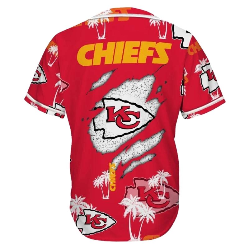 Kansas City Chiefs Tropical Palm Game Day Baseball Jersey Back