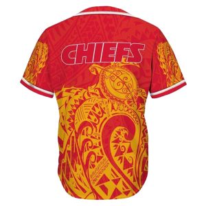 Kansas City Chiefs Turtle Polynesian Pattern Baseball Jersey