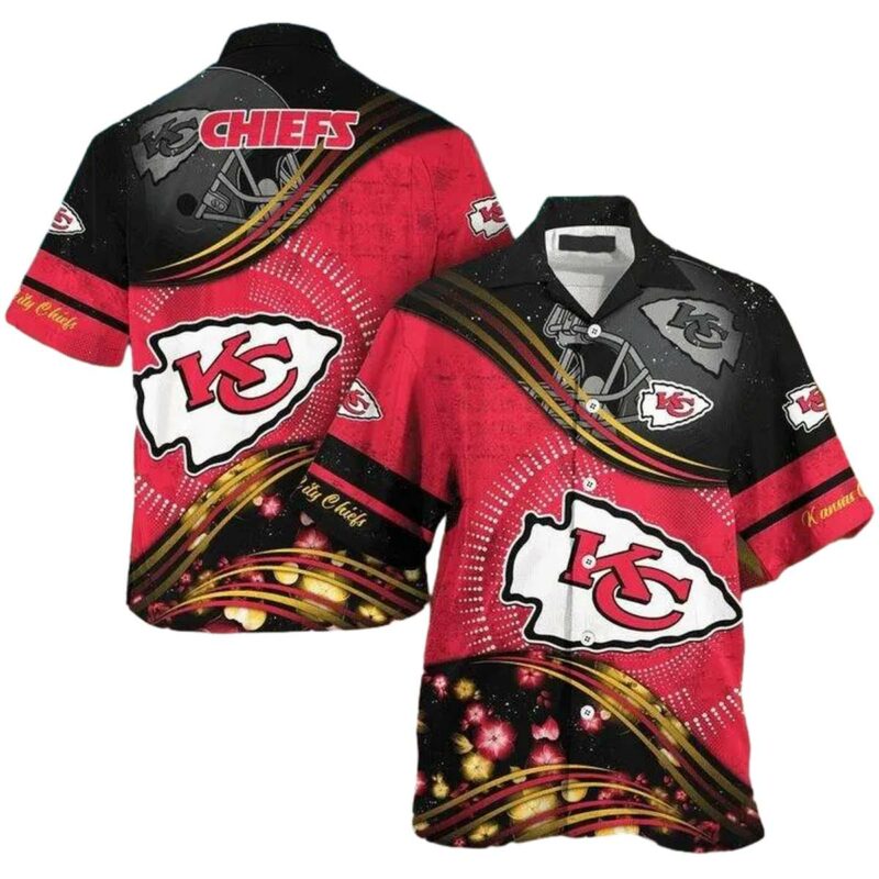 Kansas City Chiefs Vibrant Waves Red And Black Hawaiian Shirt Kansas City Chiefs Vibrant Waves Hawaiian Shirt