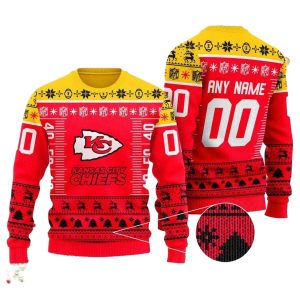 Personalized Kansas City Chiefs Yardline Pride Red And Yellow Ugly Sweater