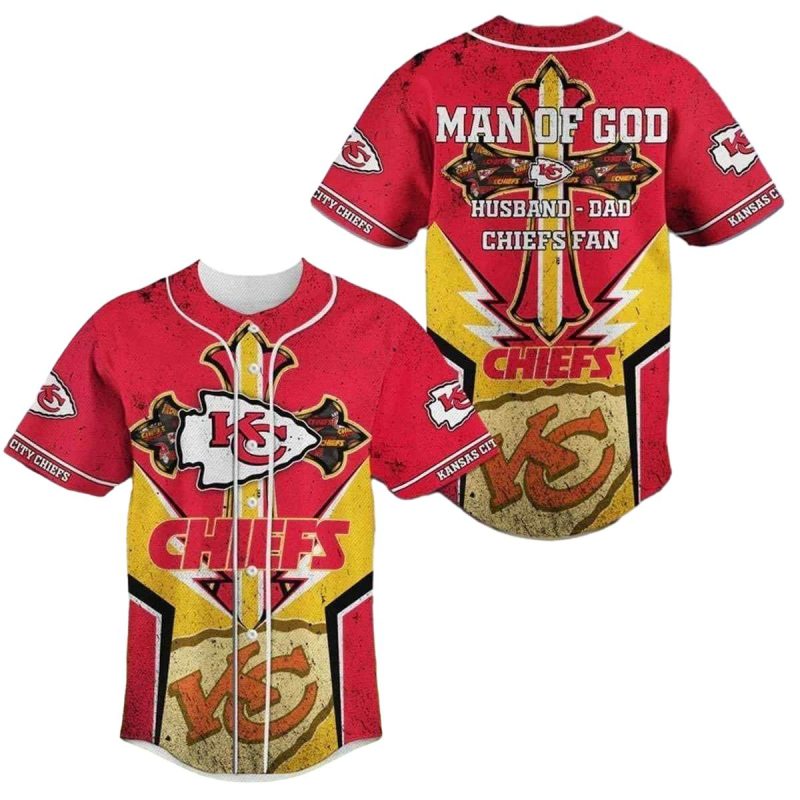 Man Of God Husband Dad Chiefs Fan Baseball Jersey