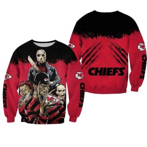 Kansas City Chiefs A Nightmare on Elm Street Halloween AOP Sweatshirt