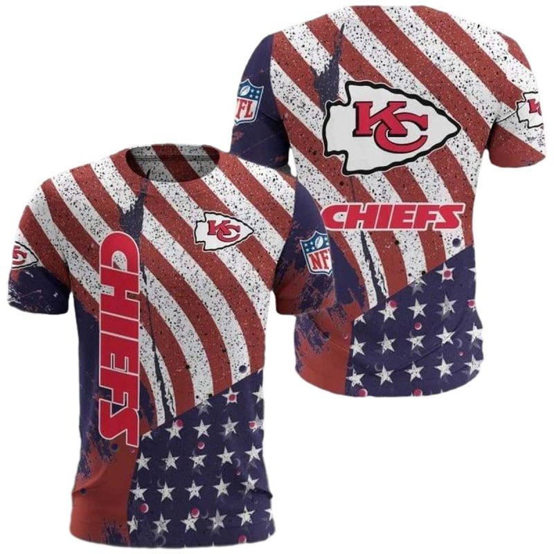 Nfl Kansas City Chiefs American Flag Aop Shirt