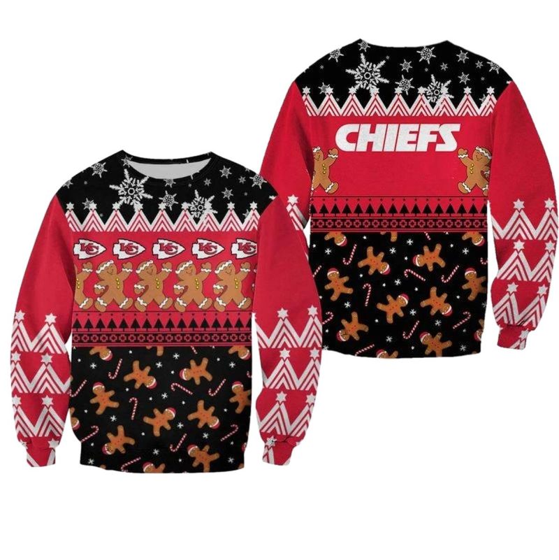 Nfl Kansas City Chiefs Christmas Gingerbread Man Limited Edition Sweatshirt Nla03541032316728 Edz7S