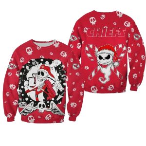 Kansas City Chiefs Christmas Jack Skellington Santa Claus AOP Sweatshirt