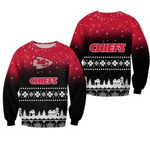 Kansas City Chiefs Christmas Black And Red Pattern AOP Sweatshirt