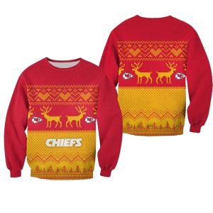 Kansas City Chiefs Christmas Pattern Yellow Red AOP Sweatshirt