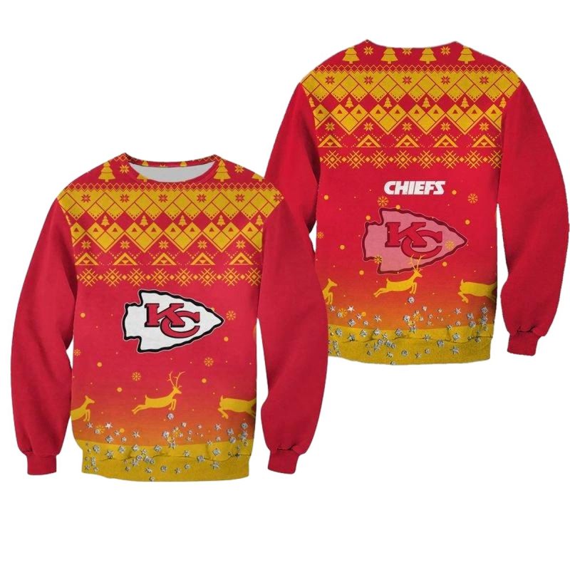 Nfl Kansas City Chiefs Christmas Pattern Reindeer Limited Edition Sweatshirt Nla04081065076281 L1Sqv