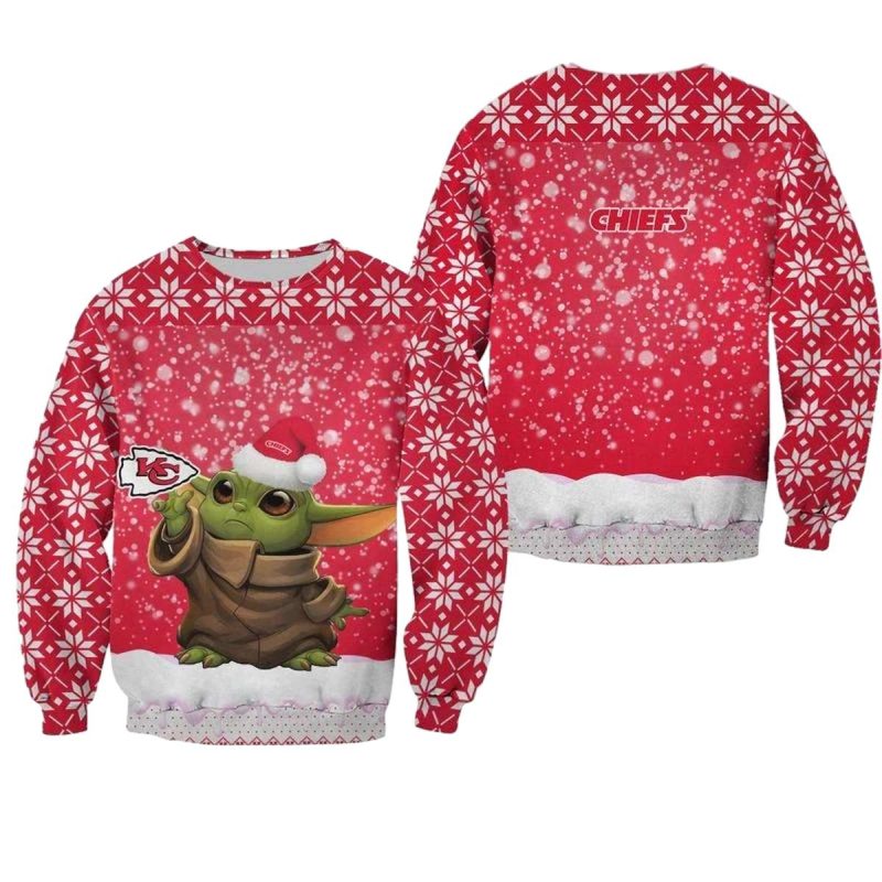 Nfl Kansas City Chiefs Christmas Pattern Yoda Limited Edition Sweatshirt Nla03931012776627 Llr7M