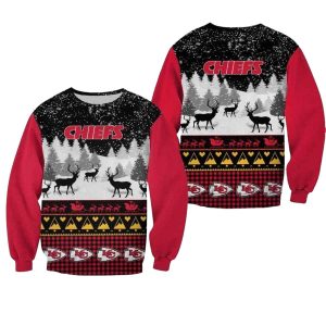 Kansas City Chiefs Christmas Reindeer 2025 AOP Sweatshirt