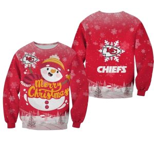 Kansas City Chiefs Christmas Snowman Red Pattern Ugly AOP Sweatshirt