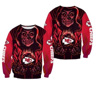 Kansas City Chiefs Death Halloween Skull AOP Sweatshirt