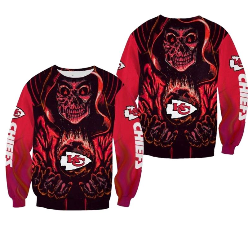 Nfl Kansas City Chiefs Death Halloween Skull Limited Edition Sweatshirt Nla02251013731836 Ryr1I
