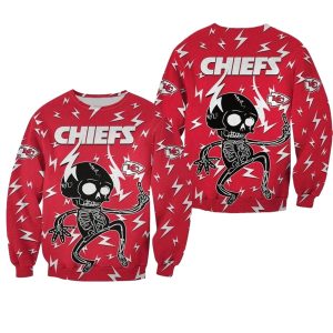 Kansas City Chiefs Electric Shock Cute Skeleton AOP Sweatshirt