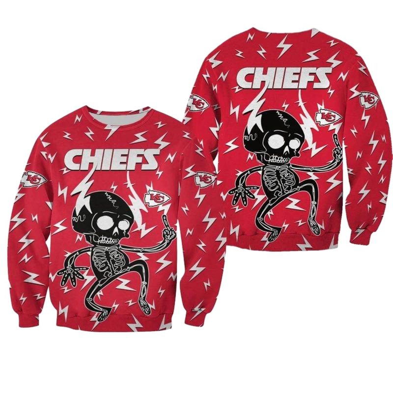 Nfl Kansas City Chiefs Electric Shock Cute Skeleton All Over Print Sweatshirt Size S 5Xl New05381016432203 2Q5V6