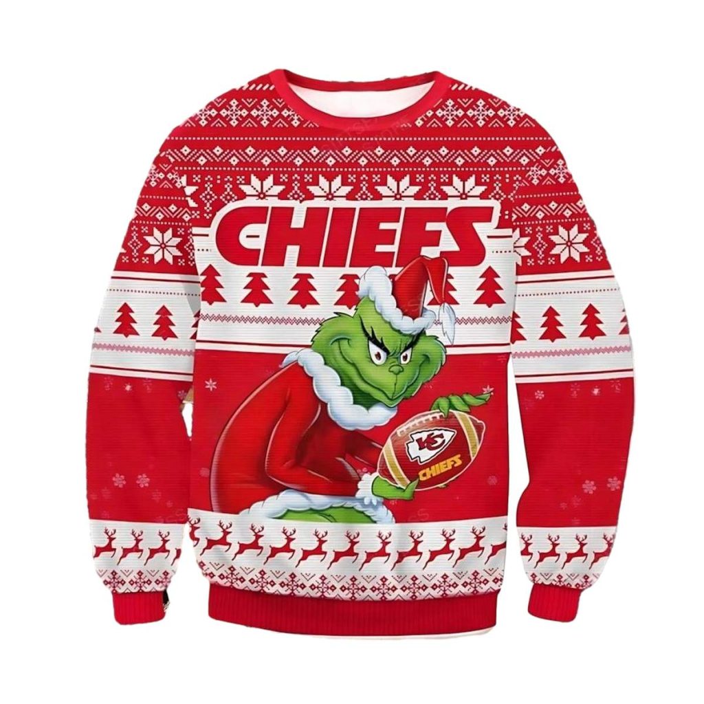 Nfl Kansas City Chiefs Grinch Aop Ugly Christmas Sweater