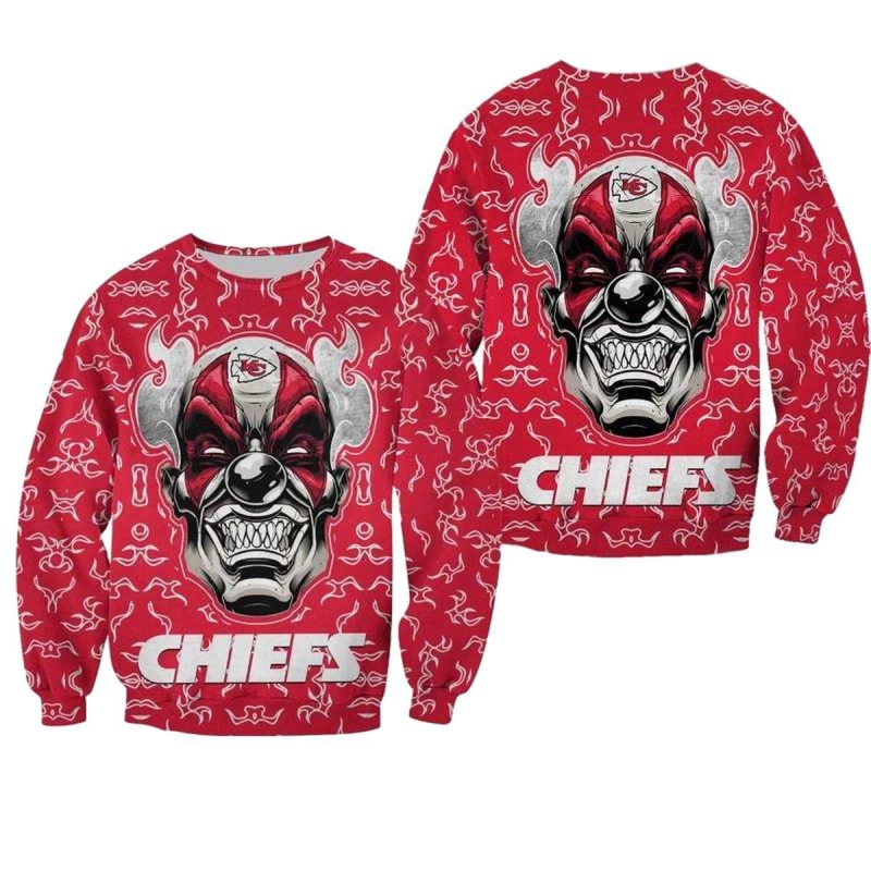 Nfl Kansas City Chiefs Halloween Clown Edition Sweatshirt New04481069389843 X7Eot