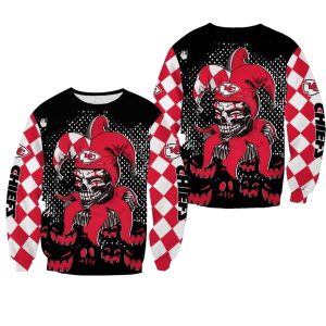 Kansas City Chiefs Halloween Clown Black AOP Sweatshirt