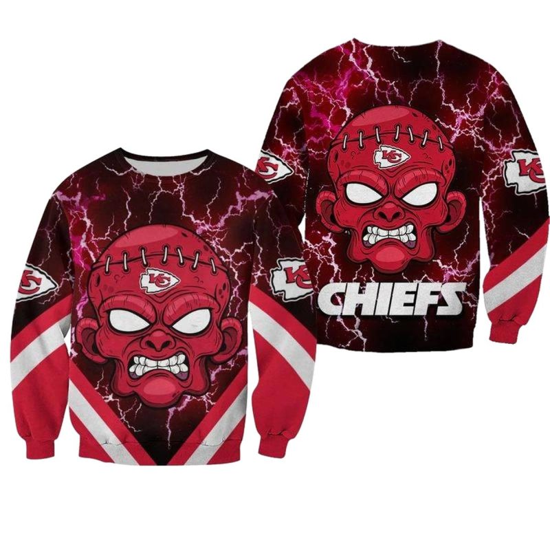 Nfl Kansas City Chiefs Halloween Frankenstein Limited Edition Sweatshirt Nla027910828015 Lnn7A