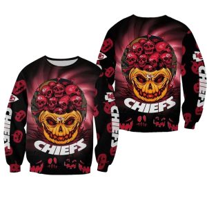 Kansas City Chiefs Halloween Skull Pumpkin AOP Sweatshirt