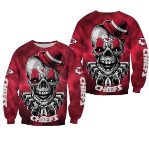 Kansas City Chiefs Halloween Skull Clown AOP Sweatshirt
