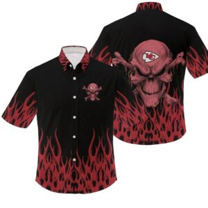 Kansas City Chiefs Graphic Skull Flame Hawaiian Shirt – Unisex Aloha Tee