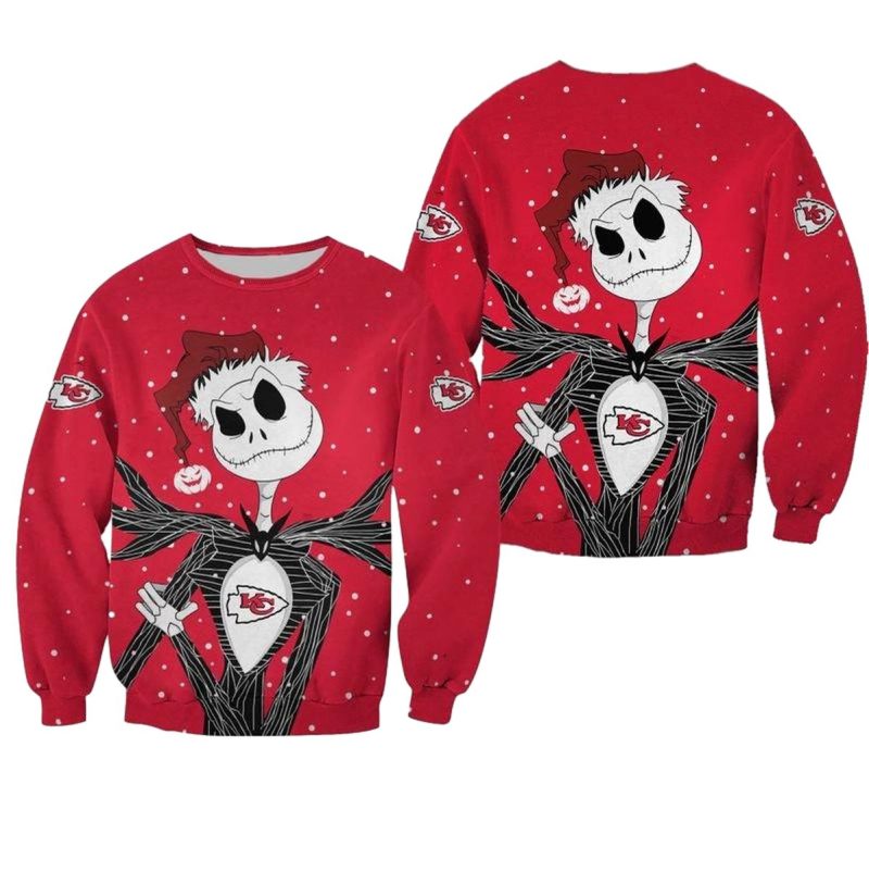 Nfl Kansas City Chiefs Jack Skellington Christmas Limited Edition All Over Print Sweatshirt New05961042734379 142Vu