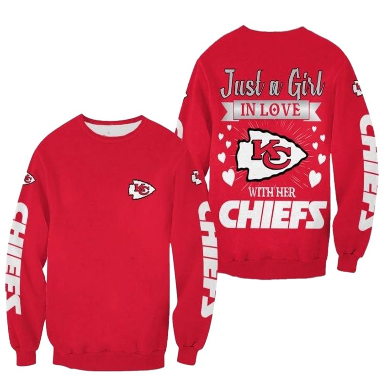Nfl Kansas City Chiefs Just A Girl In Love Limited Edition All Over Print Sweatshirt New0179107129559 Lq7Ug