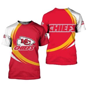 Kansas City Chiefs Curve Red White And Yellow AOP Shirt