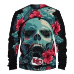 Kansas City Chiefs Flower Skull Halloween Aop Sweatshirt
