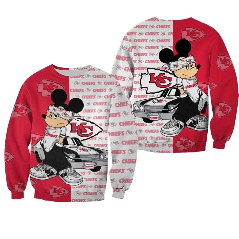 Nfl Kansas City Chiefs Mickey All Over Print Sweatshirt Size S 5Xl New05701079069095 Mpks4