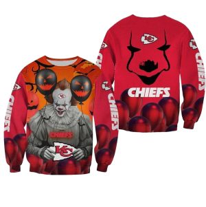 Kansas City Chiefs Pennywise the Dancing Clown IT Hallowen AOP Sweatshirt