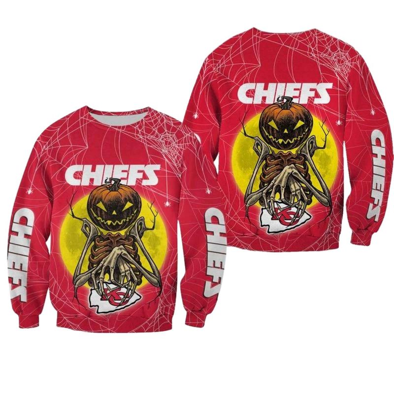 Nfl Kansas City Chiefs Pumpskin Monster Halloween Edition Sweatshirt New04521096182859 Qtoit