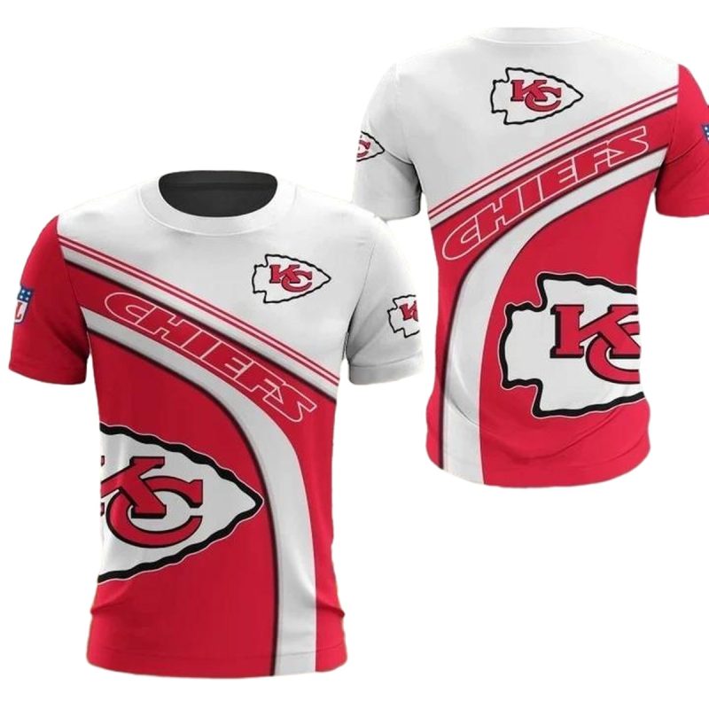 Nfl Kansas City Chiefs Red White With Logo Aop T Shirt