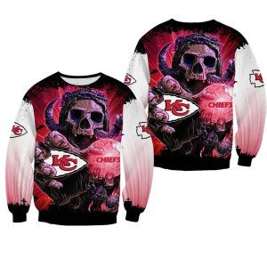 Kansas City Chiefs Skull Halloween AOP Sweatshirt