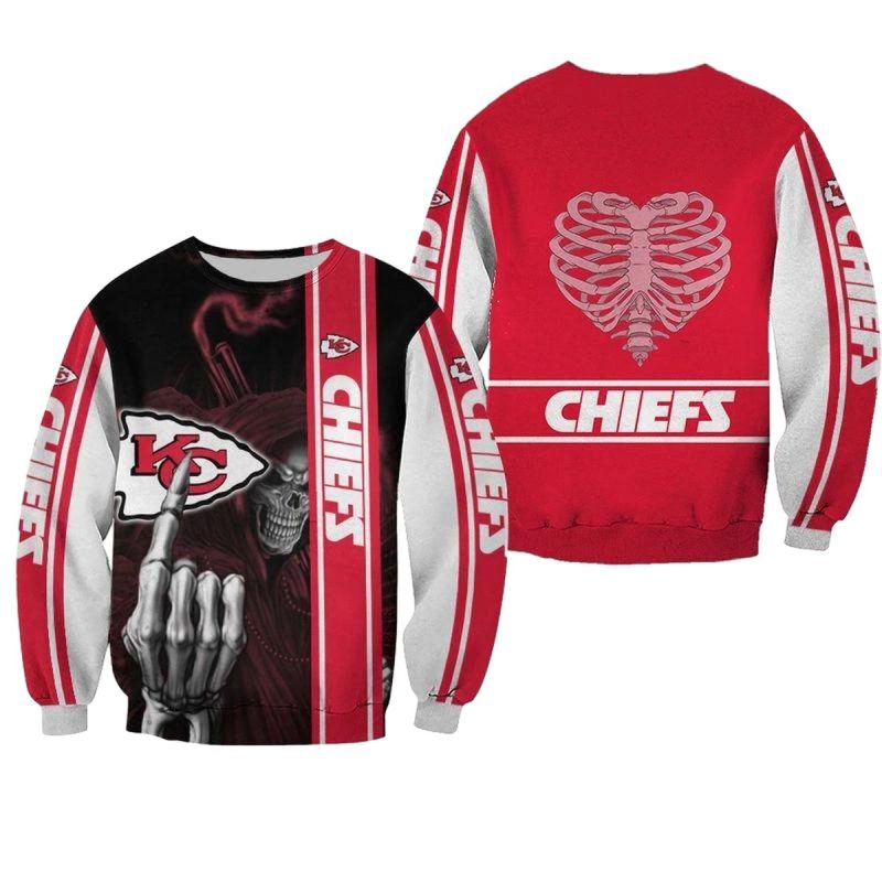 Nfl Kansas City Chiefs Skull Limited Edition All Over Print Sweatshirt Size Nla00151053618450 0Vdky