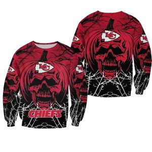 Kansas City Chiefs Skull Pumpkin Halloween AOP Sweatshirt