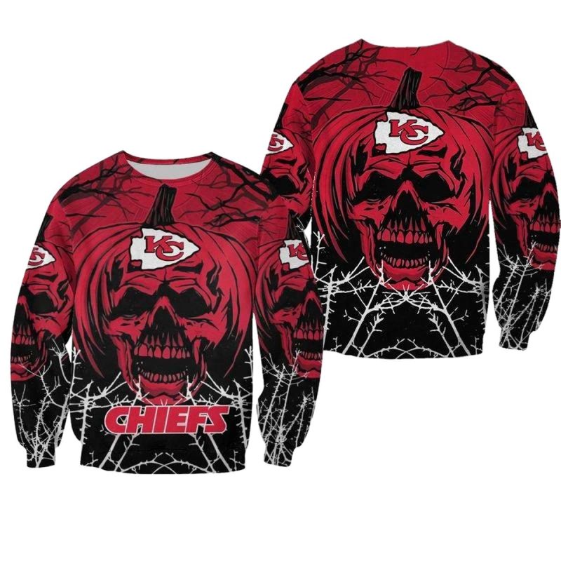 Nfl Kansas City Chiefs Skull Pumpkin Halloween Limited Edition Sweatshirt Nla02131038886237 Nni2W