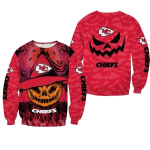 Kansas City Chiefs Smiling Pumpkin Halloween AOP Sweatshirt
