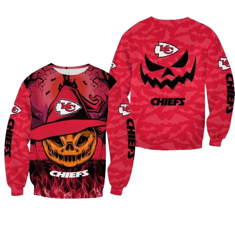 Nfl Kansas City Chiefs Smiling Pumpkin Halloween Limited Edition Sweatshirt Nla02641054095279 Faj0Z