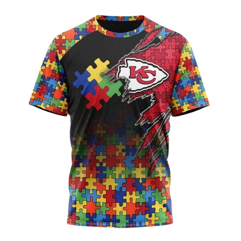 Nfl Kansas City Chiefs Special Autism Awareness Design T Shirts 3 Di87C
